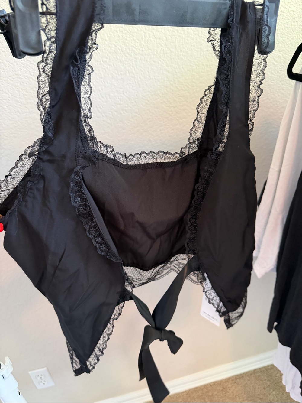 Black Lace Tie-Back Tank Top - Women Tops